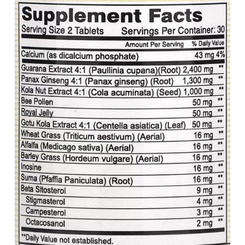 Тонізуючий засіб Mason Natural Super Energy with Guarana, Panax Ginseng & Kola Nut 60 Tabs