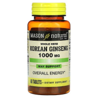 Комплекс для профілактики нервової системи Mason Natural Whole Herb Korean Ginseng 60 Tabs