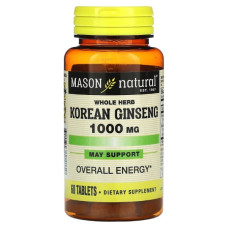 Комплекс для профілактики нервової системи Mason Natural Whole Herb Korean Ginseng 60 Tabs