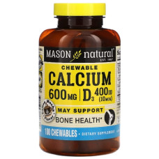 Мікроелемент Кальцій Mason Natural Calcium 600 mg Plus Vitamin D3 100 Chewables Cafe Mocha