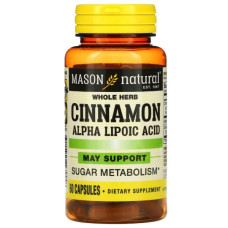 Комплекс для профілактики діабету Mason Natural Cinnamon Alpha Lipoic Acid 60 Caps