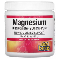 Мікроелемент Магній Natural Factors Magnesium Bisglycinate 200 mg 120 g /50 servings/ Pure