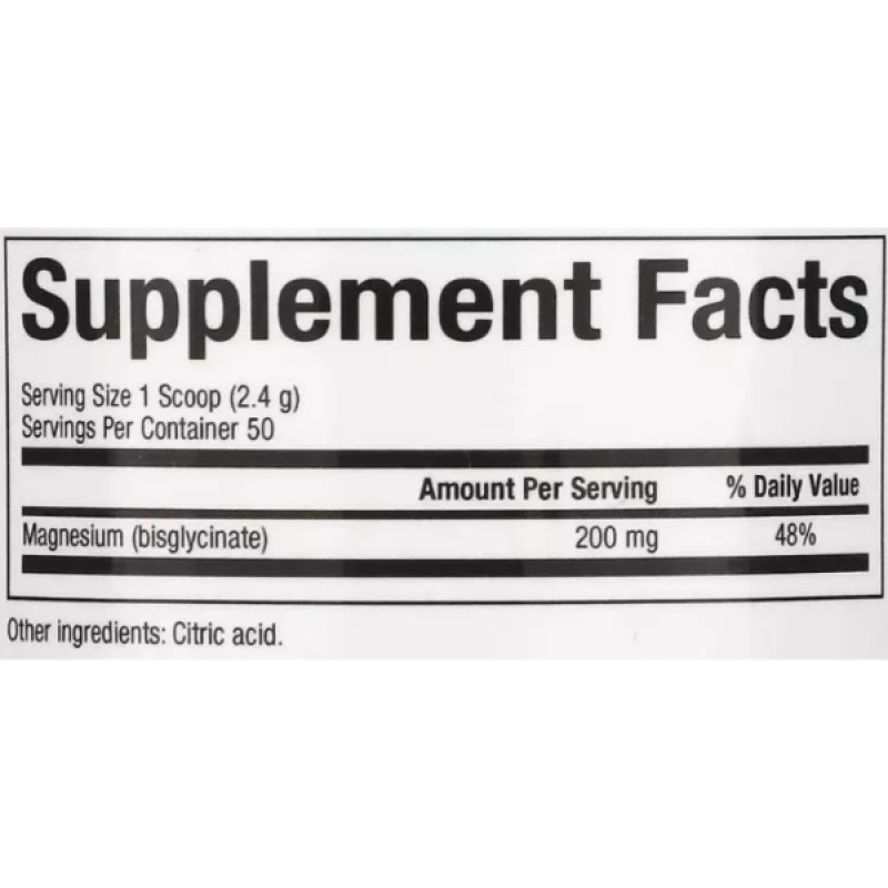 Мікроелемент Магній Natural Factors Magnesium Bisglycinate 200 mg 120 g /50 servings/ Pure