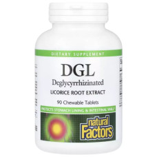 Корінь солодки Natural Factors DGL Deglycyrrhizinated Licorice Root Extract 90 Chewable Tabs