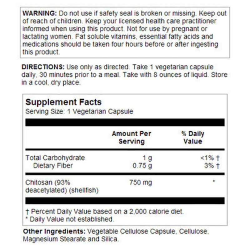 Хітозан KAL Chitosan Fiber Extract 750 mg 120 Veg Caps