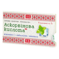 Вітамін C Farmakom Аскорбінова Кислота Вітамін С + Евкаліпт + Ментол Серія «Вітамін-ка» 6 таб Евкалипт-Ментол