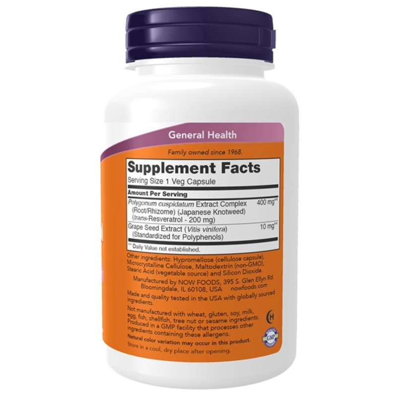 Ресвератрол NOW Foods Natural Resveratrol 200 mg 60 Veg Caps