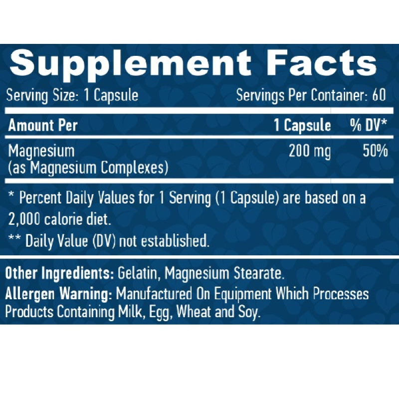 Мікроелемент Магній Haya Labs Chelated Magnesium 200 mg 60 Caps