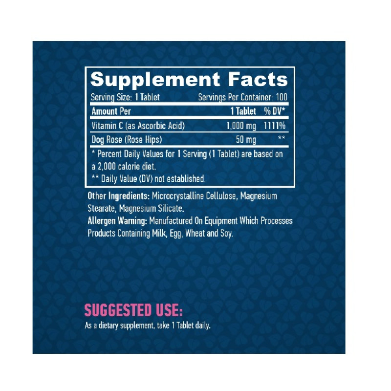 Вітамін C Haya Labs High Potency Vitamin C 1000 mg with rose hips 100 Tabs