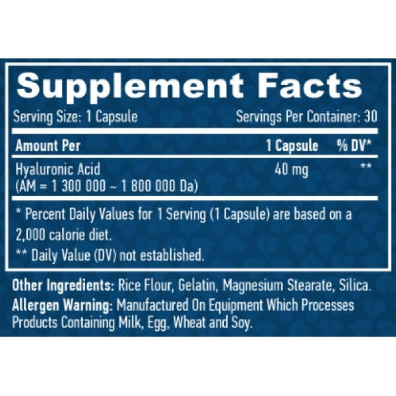 Комплекс для суглобів Haya Labs Hyaluronic Acid 40 mg 30 Caps
