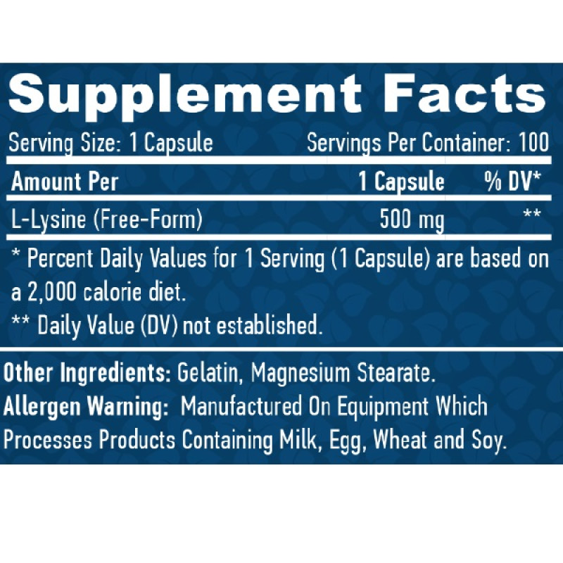 Лизин Haya Labs L-Lysine 500 mg 100 Caps