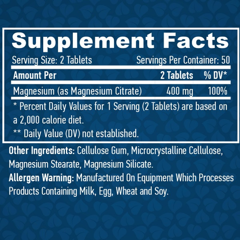 Мікроелемент Магній Haya Labs Magnesium Citrate 200 mg 100 Tabs