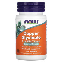 Мікроелемент Мідь NOW Foods Copper Glycinate 3 mg 120 Tabs