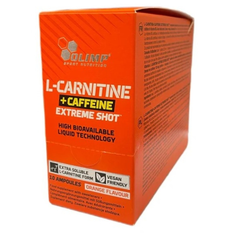 Жироспалювач для спорту Olimp Nutrition L-Carnitine + Caffeine Extreme Shot 10 х 25 ml Orange