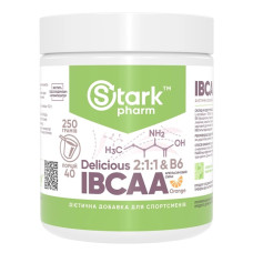 Амінокислота BCAA для спорту Stark Pharm Stark IBCAA 2:1:1 Delicious & B6 Powder 250 g /40 servings/ Апельсин