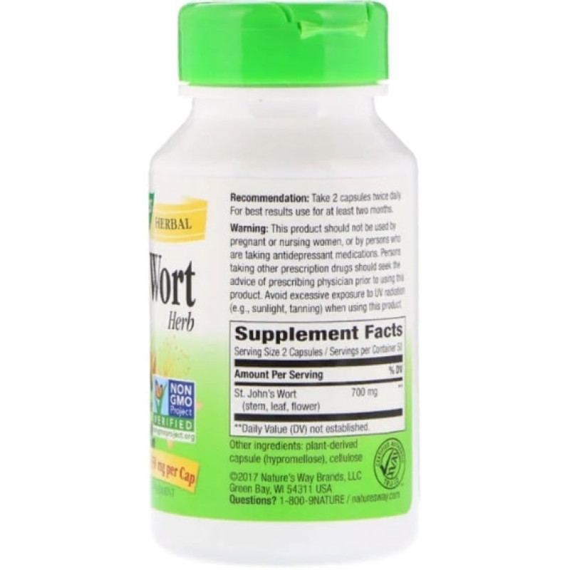 Комплекс для профілактики нервової системи Nature's Way St. John's Wort, Herb 350 mg 100 Veg Caps NWY17300