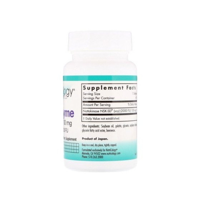 Комплекс для профилактики давления и кровообращения Nutricology NattoZyme Nattokinase 100 mg 60 Softgels