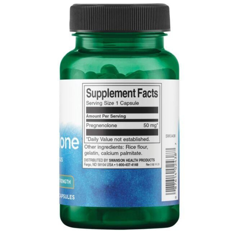Натуральна добавка для імунітету Swanson Pregnenolone 50 mg 60 Caps