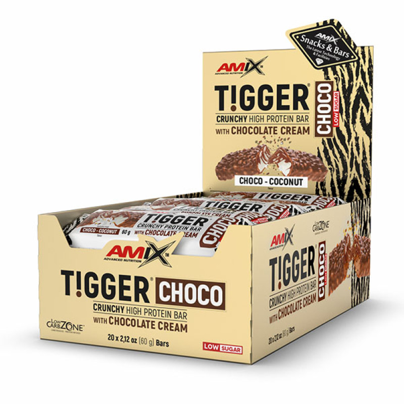 Протеїновий батончик Amix Nutrition Tigger Choco Crunchy Protein Bar 20 х 60 g Chocolate Coconut