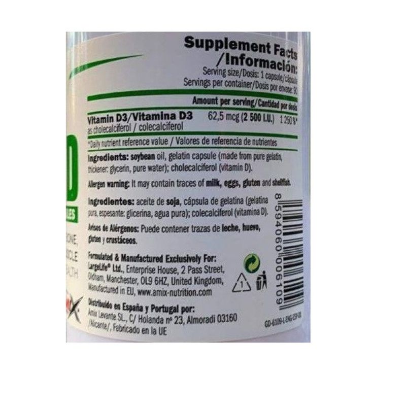 Вітамін D для спорту Amix Nutrition GreenDay Vitamin D3 2500 IU 90 Softgels