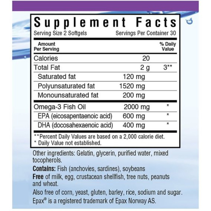 Омега 3 Bluebonnet Nutrition Natural Omega-3, Heart Formula 60 Softgels BLB0942