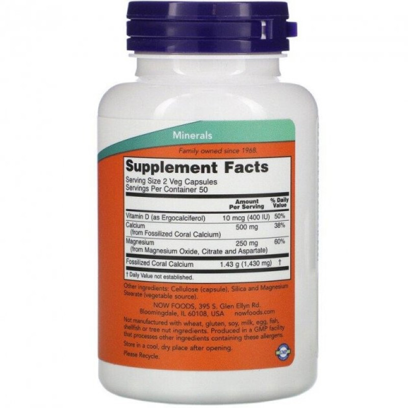 Мікроелемент Кальцій NOW Foods Coral Calcium plus Magnesium & Vitamin D 100 Veg Caps