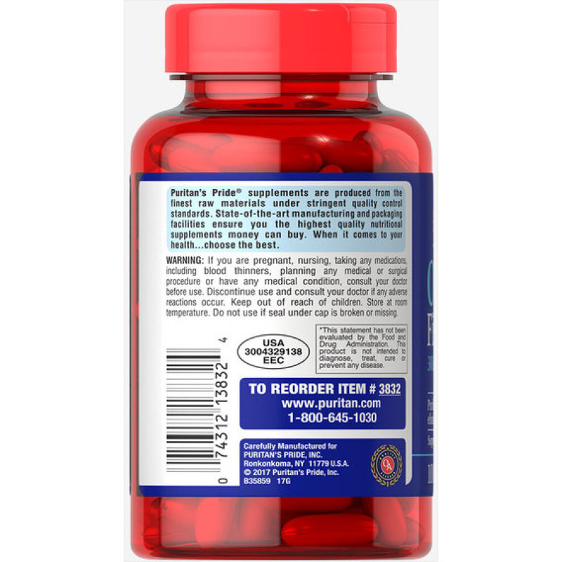 Омега 3 Puritan's Pride Omega-3 Fish Oil 1000 mg 100 Softgels