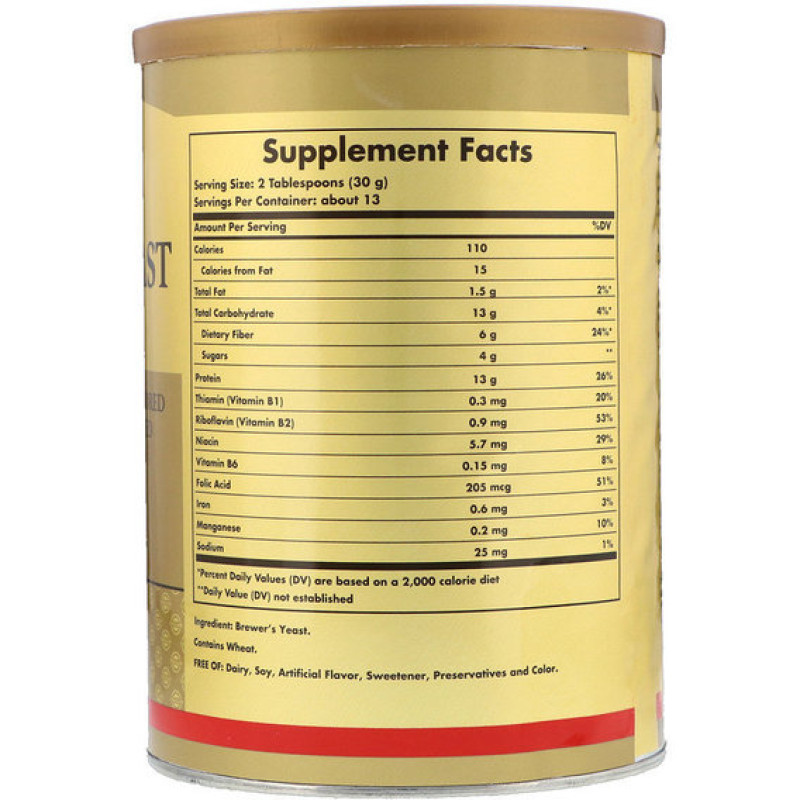 Пивні дріжджі Solgar Brewer's Yeast Powder 14 oz 400 g /13 servings/