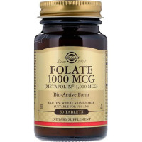 Фолієва кислота Solgar Folate 1000 mcg (as Metafolin) 60 Tabs