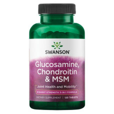 Препарат для суглобів та зв'зок Swanson Glucosamine, Chondroitin & MSM Highest Strength 3-in-1 Formula 120 Tabs