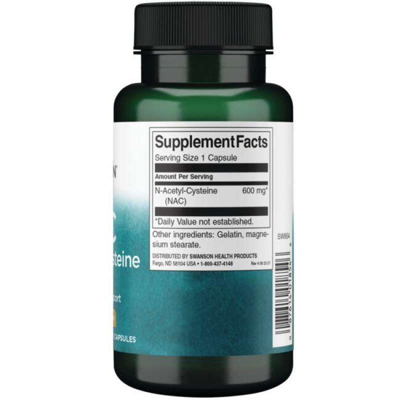Ацетилцистеїн Swanson N-Acetyl Cysteine 600 mg 100 Caps