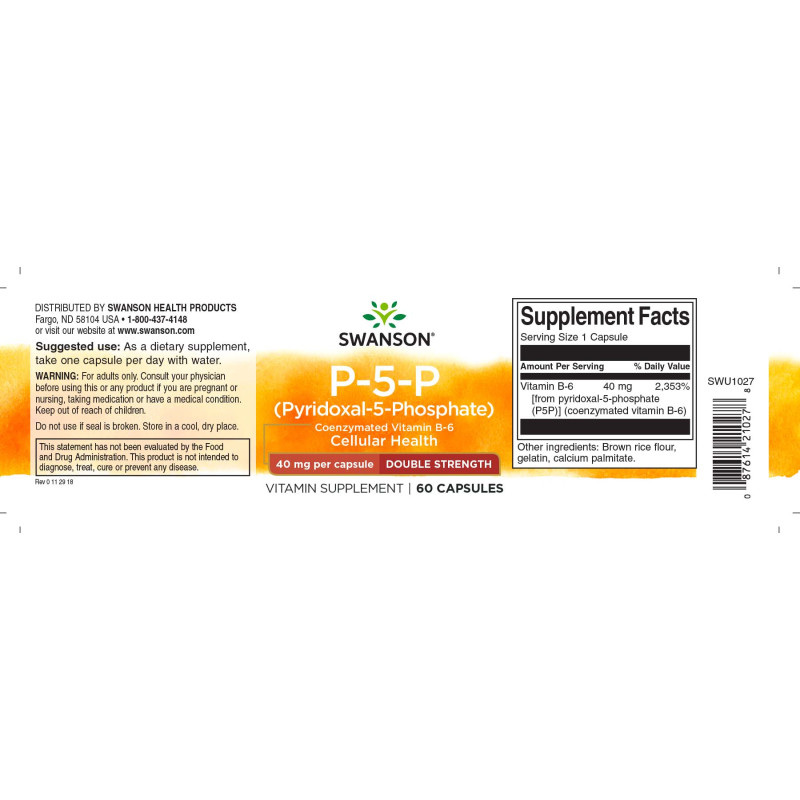 Пірідоксин Swanson P-5-P 40 mg 60 Caps