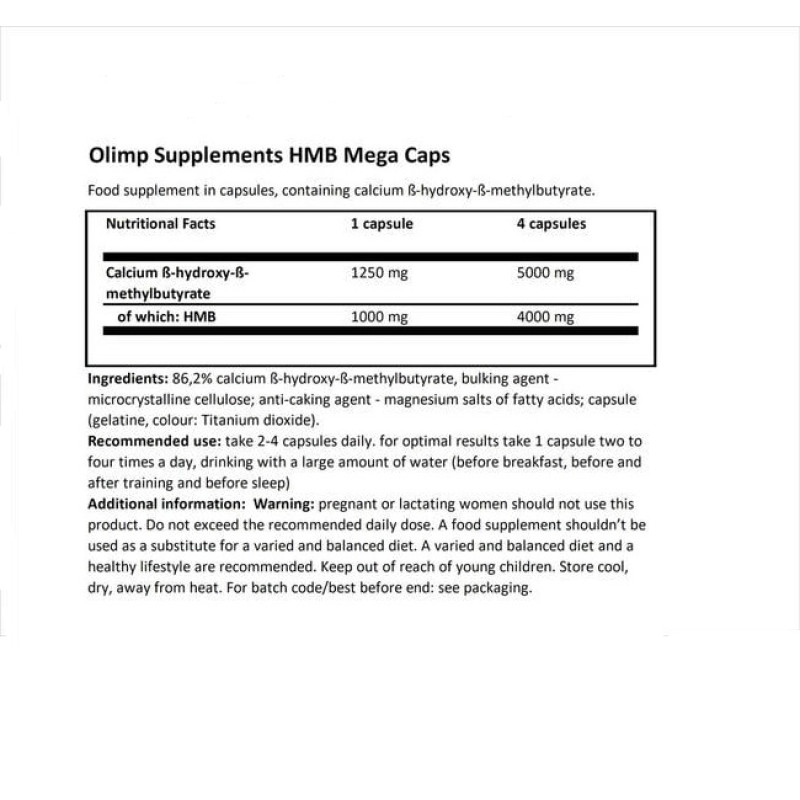 Амінокомплекс для спорту Olimp Nutrition HMB 1250 Mega Caps 30 Caps