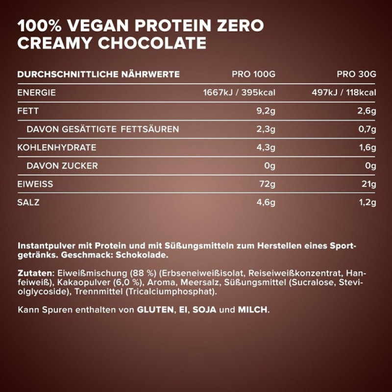 Протеїн IronMaxx 100% Vegan Protein Zero 500 g /16 servings/ Chocolate Cream