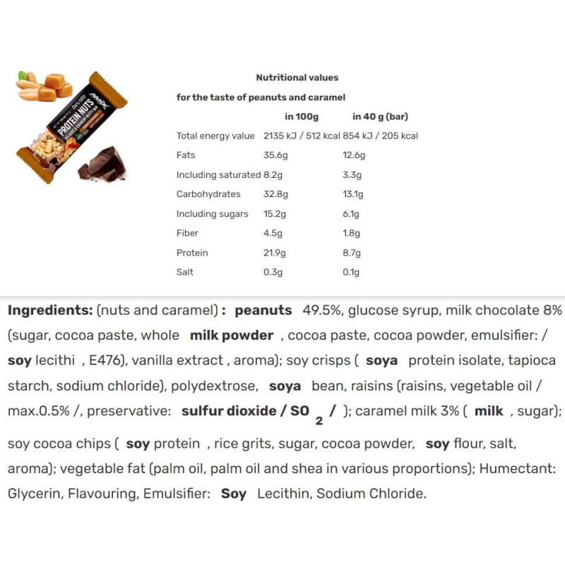 Протеїновий батончик Amix Nutrition Protein Nuts Crunchy Nutty Bar 40 g Peanut Caramel