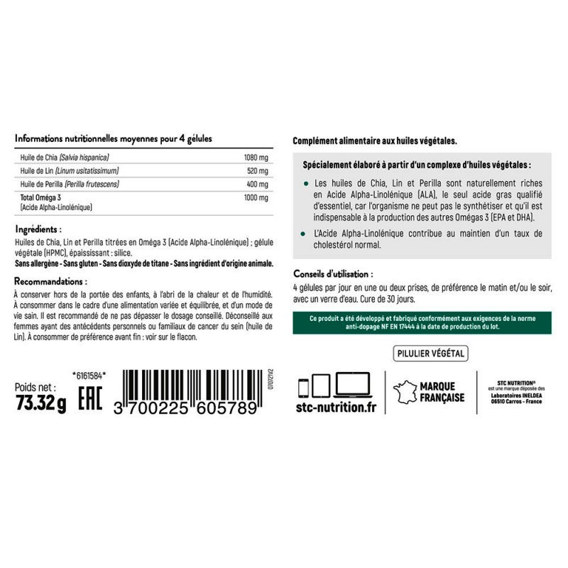 Омега для спорту STC NUTRITION OMEGA 3 VEGETAL 120 Caps