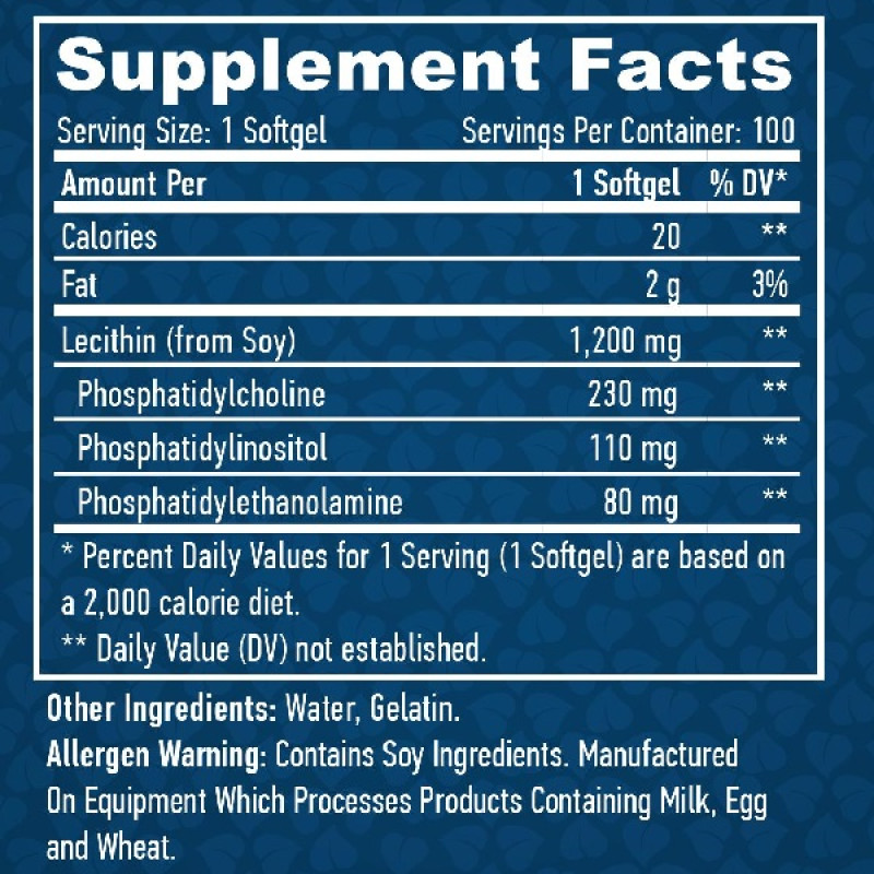 Лецитин Haya Labs Lecithin 1200 mg 100 Softgels