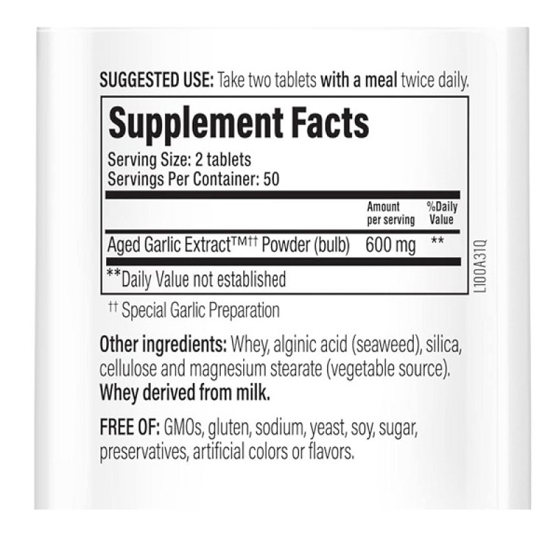 Комплекс для профілактики тиску та кровообігу Kyolic Aged Garlic Extract Cardiovascular Health Original Formula 100 100 Caplets