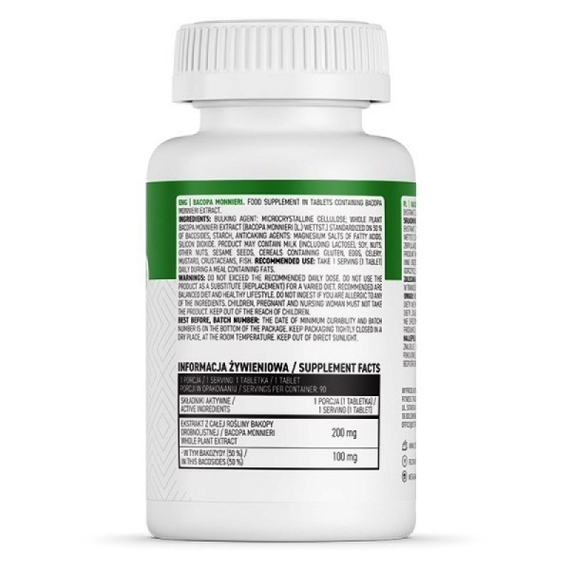 Комплекс для профілактики роботи головного мозку OstroVit Bacopa monnieri 90 Tabs
