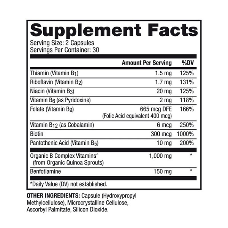 В комплекс Dr. Mercola Vitamin B Complex with Benfotiamine 60 Caps