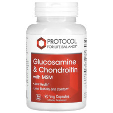 Препарат для суглобів та зв'зок Protocol for Life Balance Glucosamine & Chondroitin with MSM 90 Veg Caps