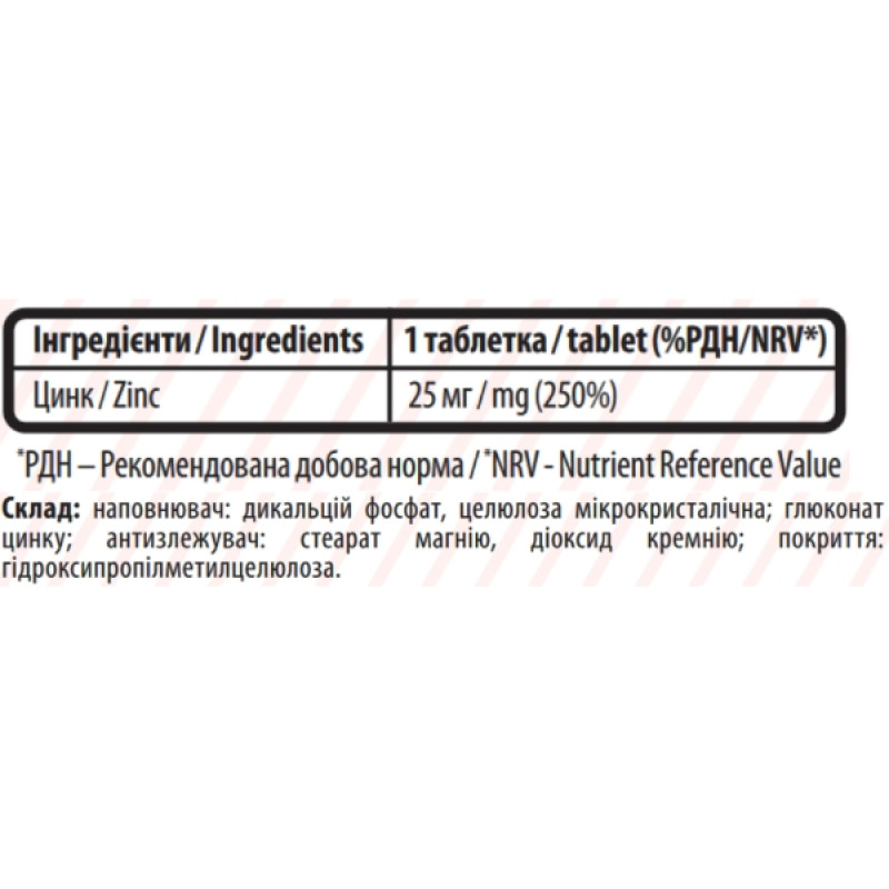 Мікроелемент Цинк для спорту Sporter Zinc Gluconate 25 mg 90 Tabs
