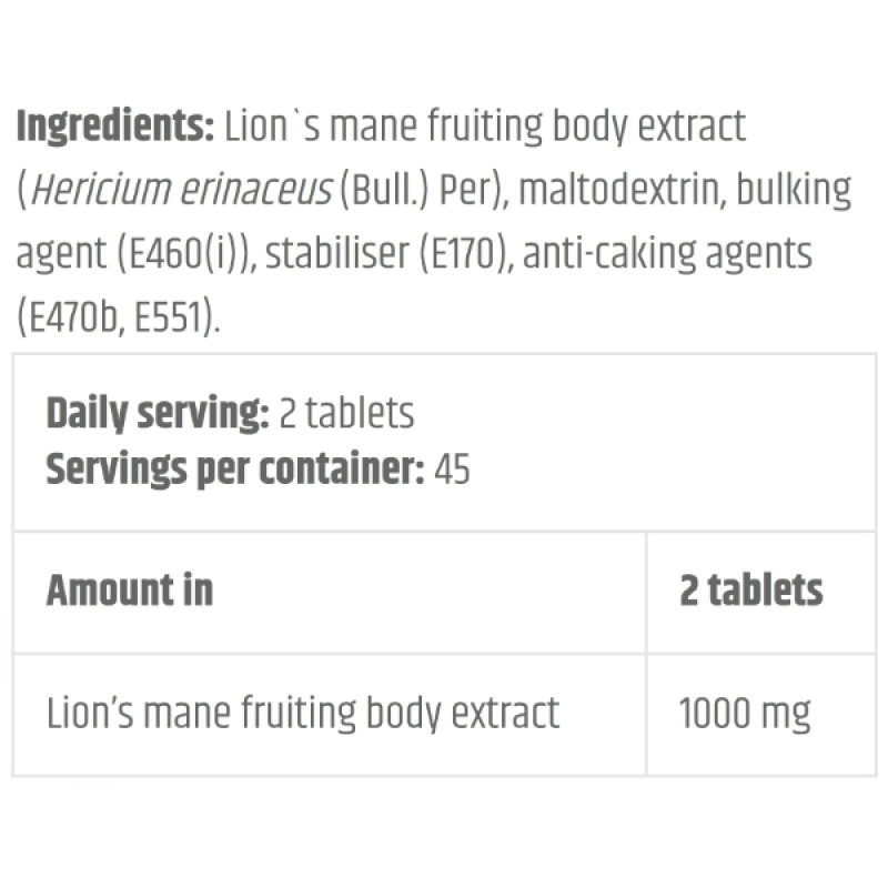 Комплекс для профілактики роботи головного мозку Kevin Levrone Gold Lion's Mane 1000 mg 90 Tabs