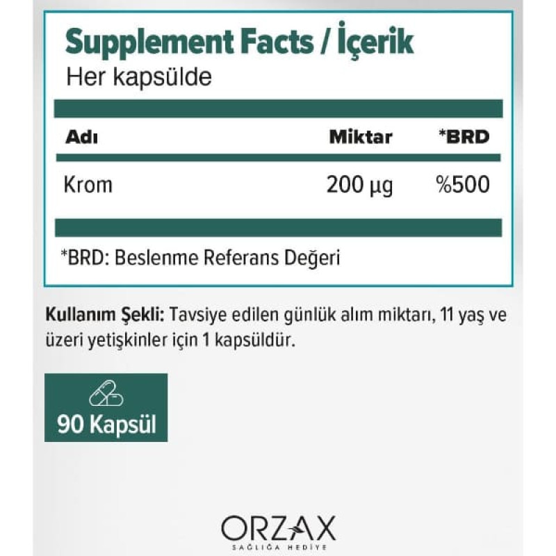 Мікроелемент Хром Orzax Ocean Chromium Picolinate 200 mcg 90 Veg Caps