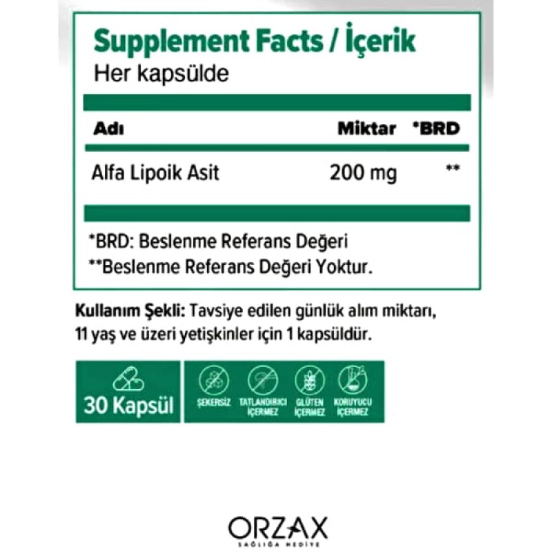Альфа-ліпоєва кислота Orzax Ocean Alpha Lipoic Acid 200 mg 30 Veg Caps