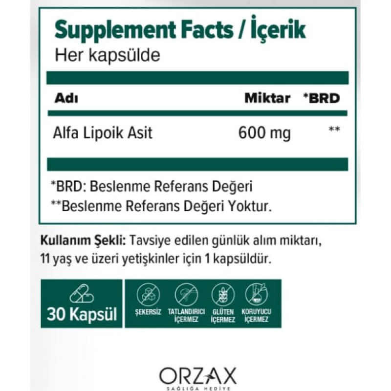 Альфа-ліпоєва кислота Orzax Ocean Alpha Lipoic Acid 600 mg 30 Caps