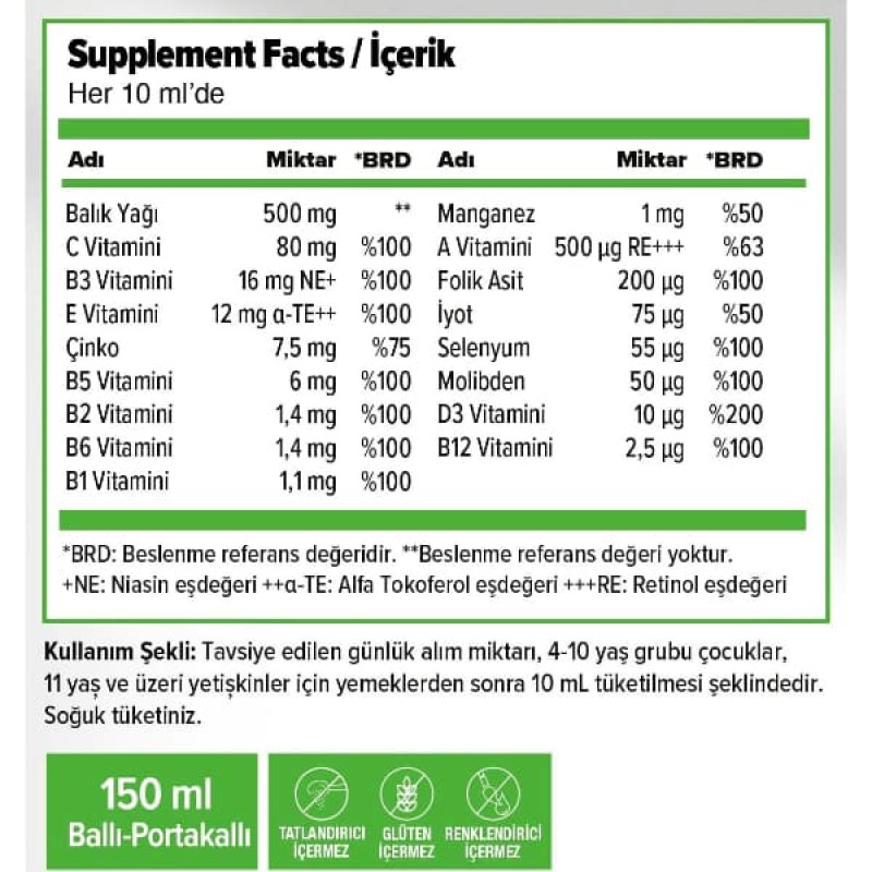 Вітамінно-мінеральний комплекс для дітей Orzax Ocean Multi Syrup 150 ml /15 servings/ Honey and Orange