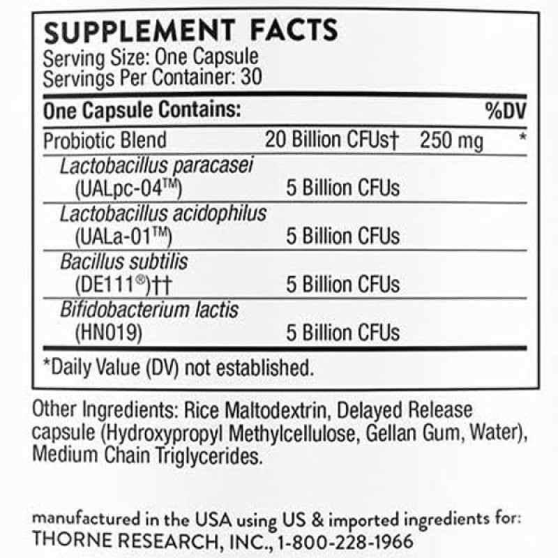 Пробіотик Thorne Research FloraSport 20B, Multi-Strain Probiotic 30 Caps
