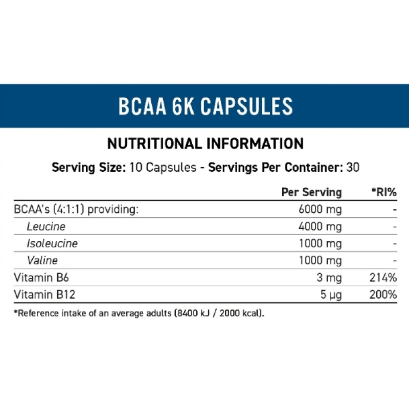 Амінокислота BCAA для спорту Applied Nutrition BCAA 6K 300 Caps