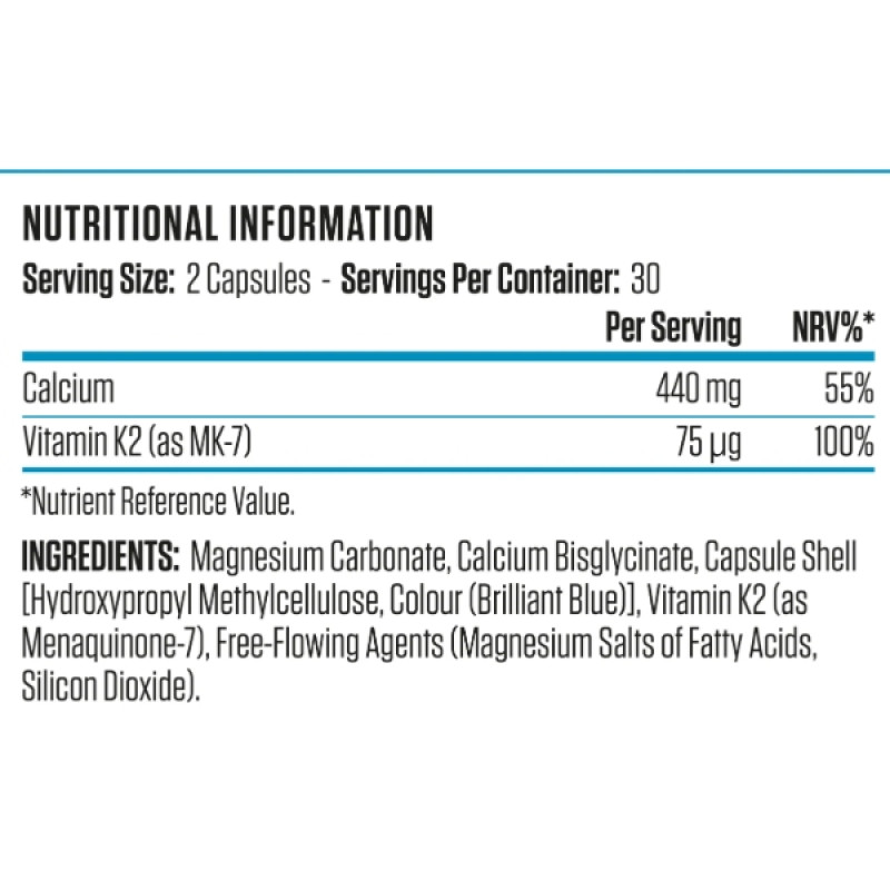 Вітамінно-мінеральний комплекс для спорту Applied Nutrition Calcium & Vitamin K2 60 Caps